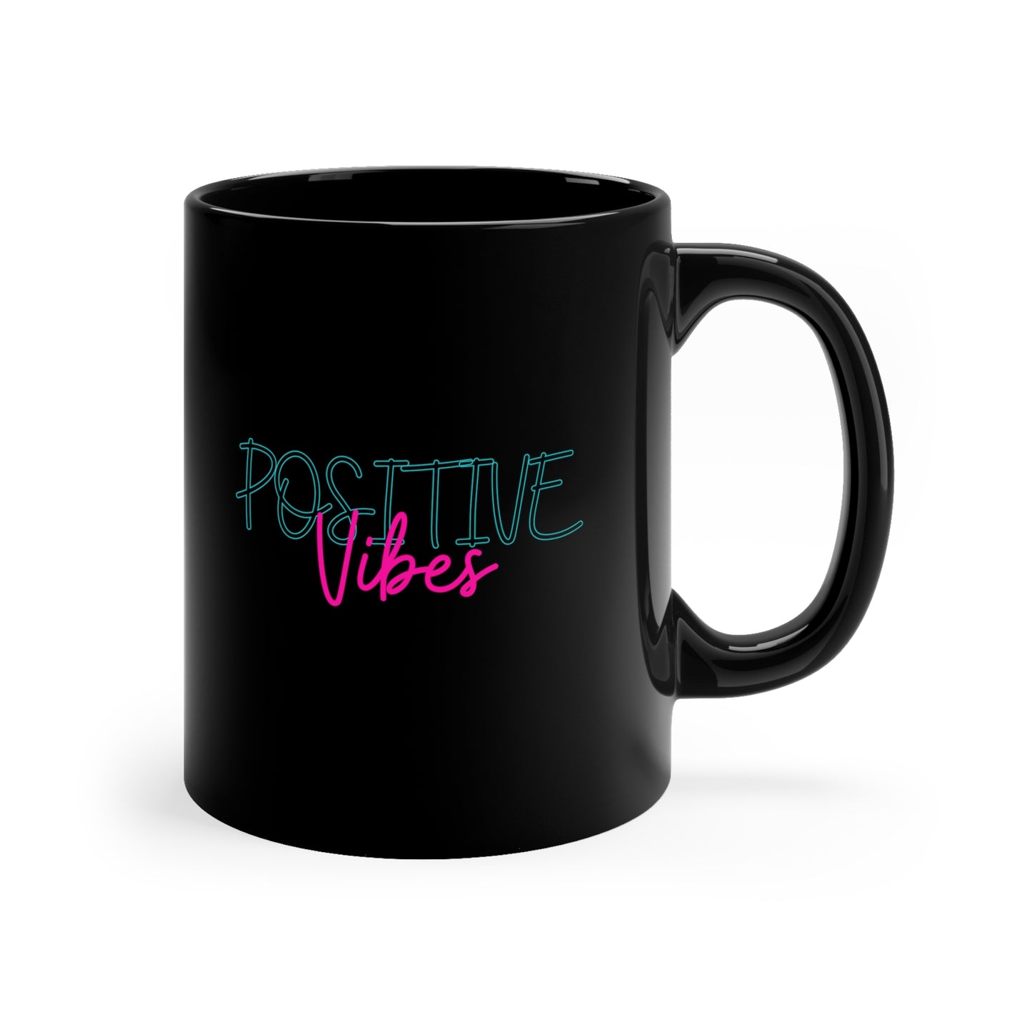 Positive Vibes 11oz Black Mug - The Nerd Brands