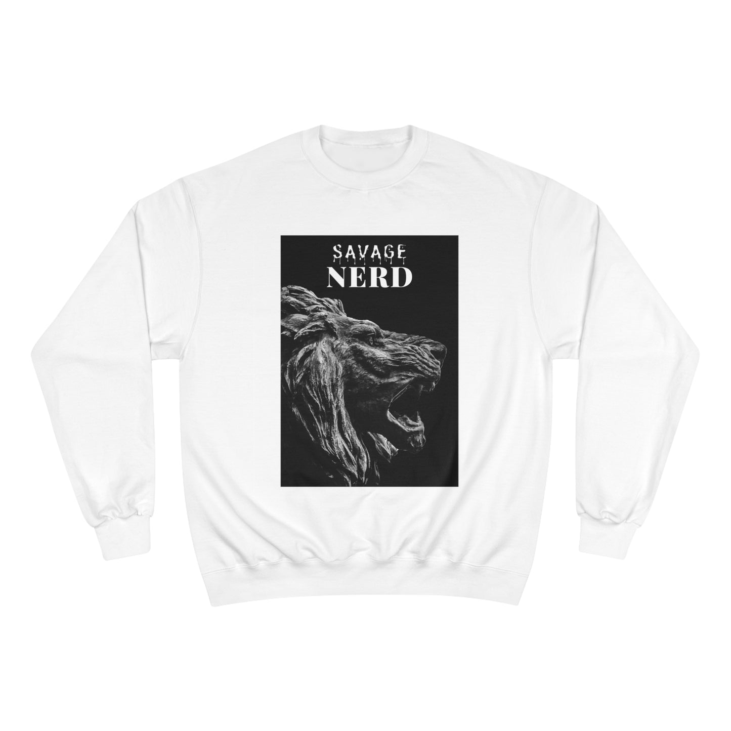 Savage Nerd  Champion Sweatshirt (White) - The Nerd Brands