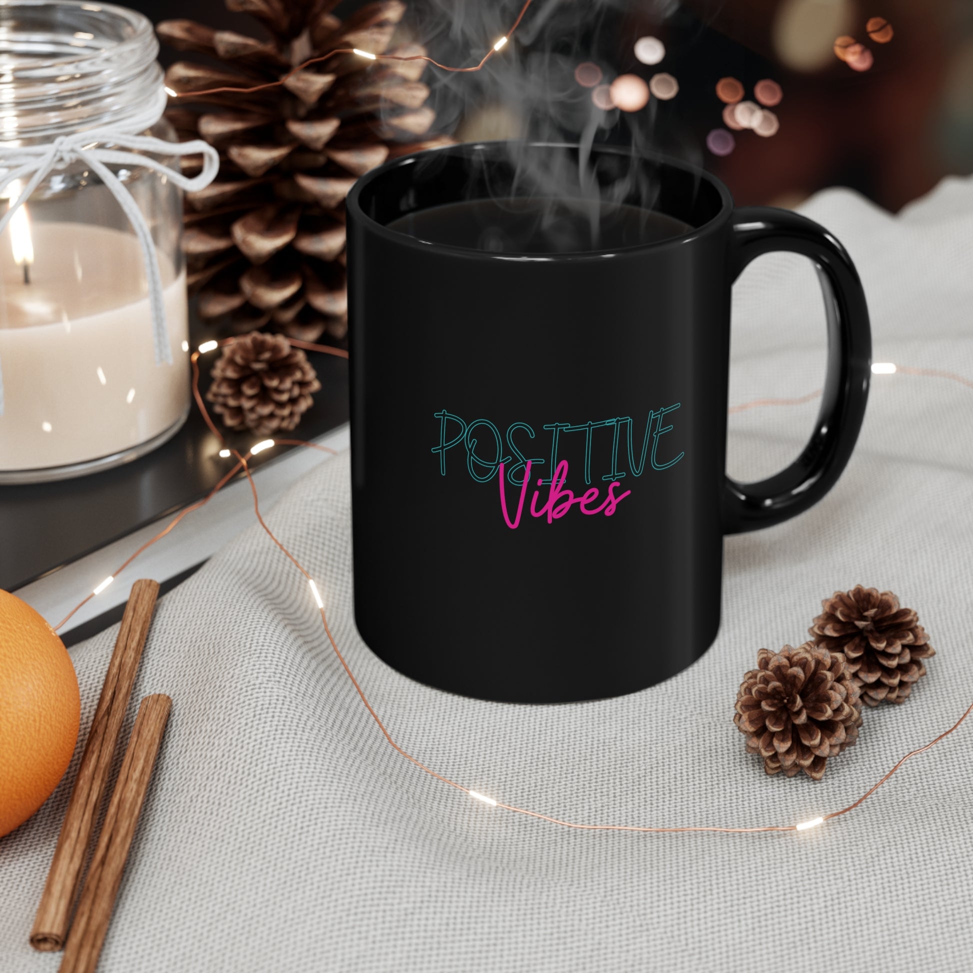 Positive Vibes 11oz Black Mug - The Nerd Brands