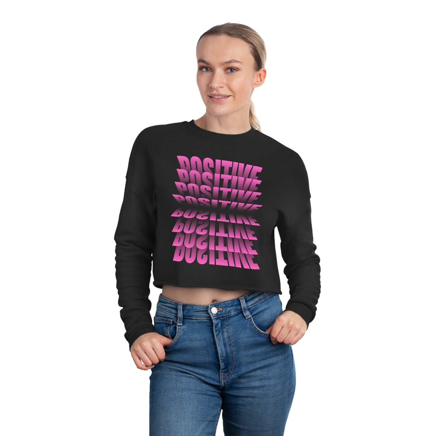 Positivity Cropped Sweatshirt (Black) - The Nerd Brands