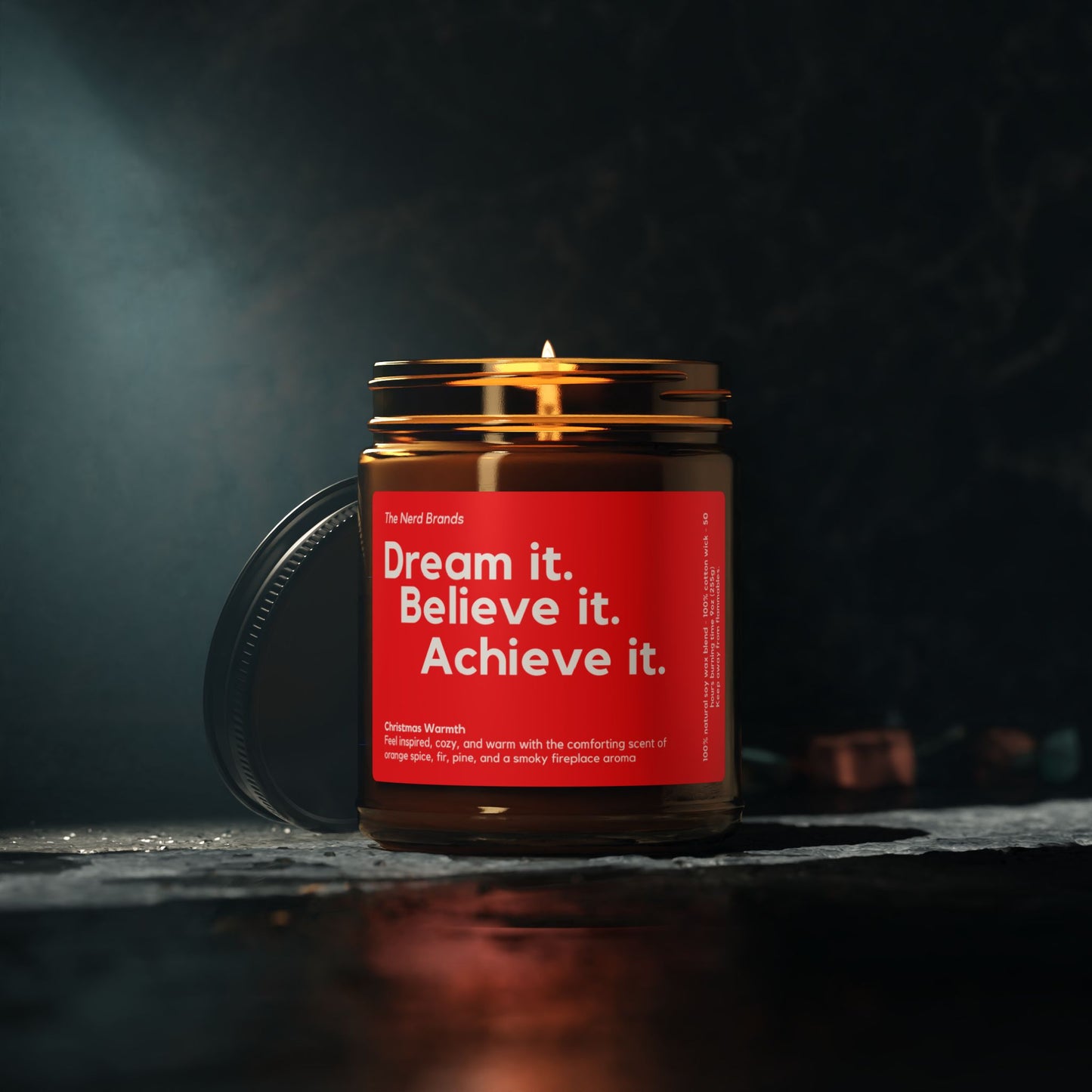 Candle, Dream it Believe it Achieve it, Manifestation Candle, Christmas Scent, Inspirational Gift, Home Decor, Meditation Candle, Affirmation Candle