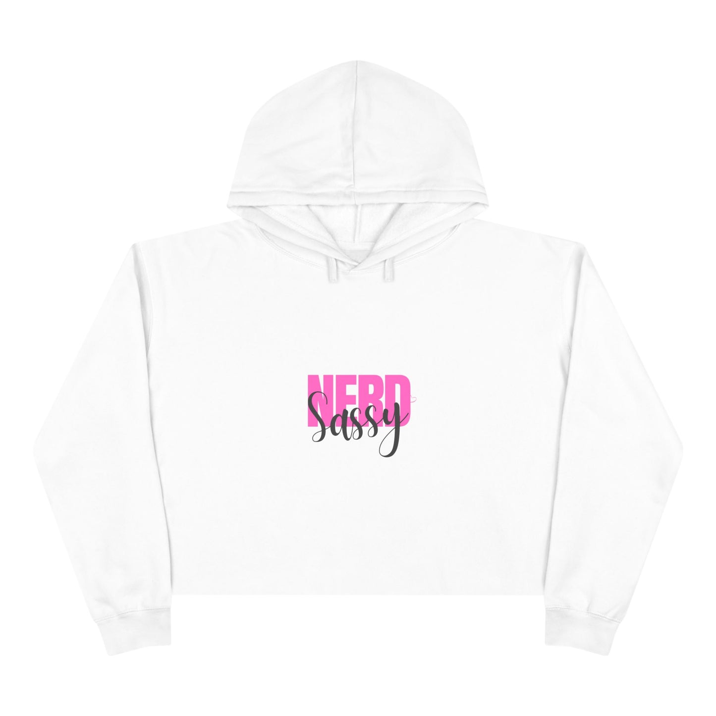 Sassy Nerd Crop Hoodie (White)