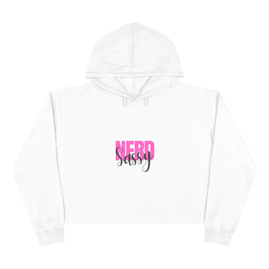 Sassy Nerd Crop Hoodie (White)