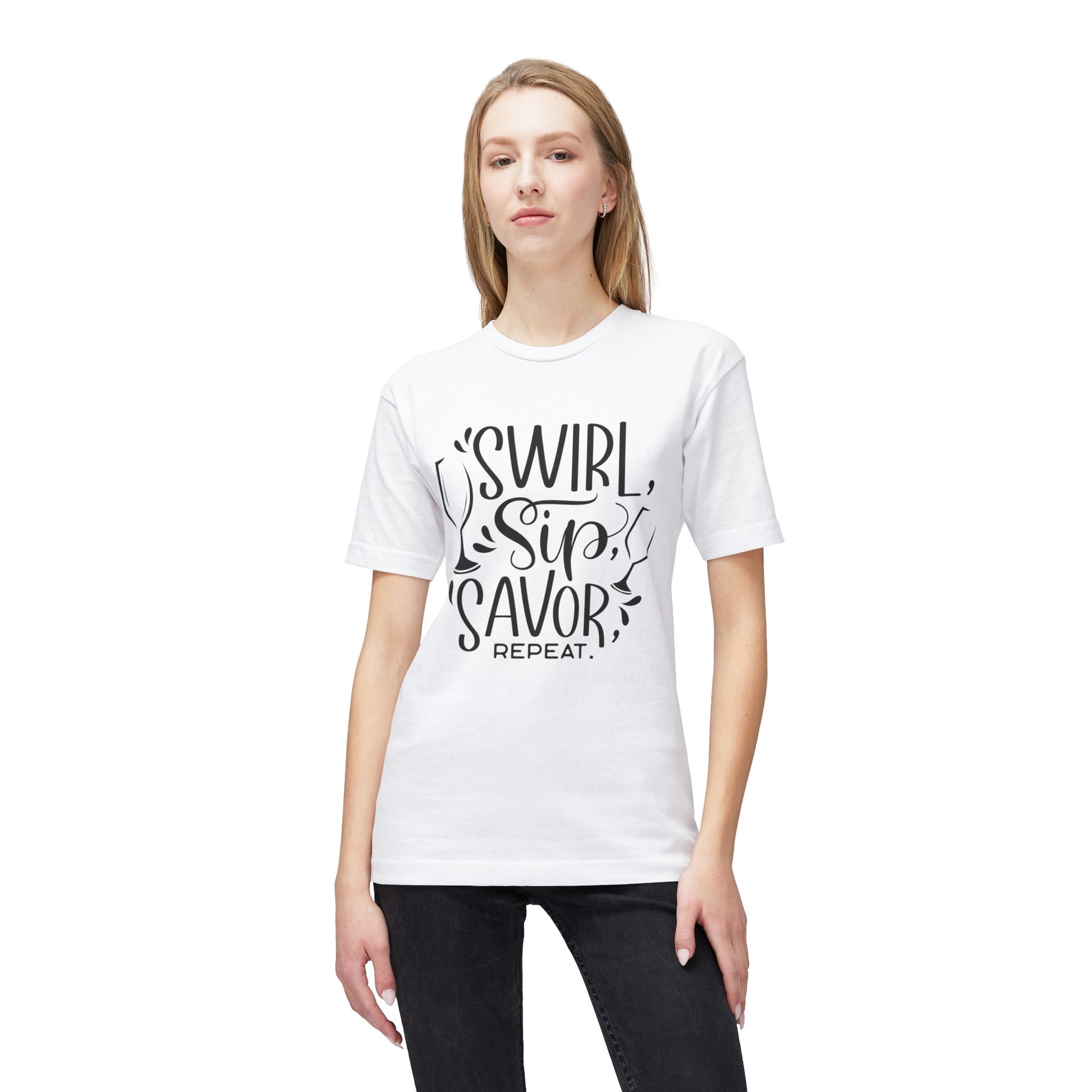 Swirl, Sip, Savor, Repeat Premium Cotton Wine Lover's T-Shirt - Classic Fit - The Nerd Brands