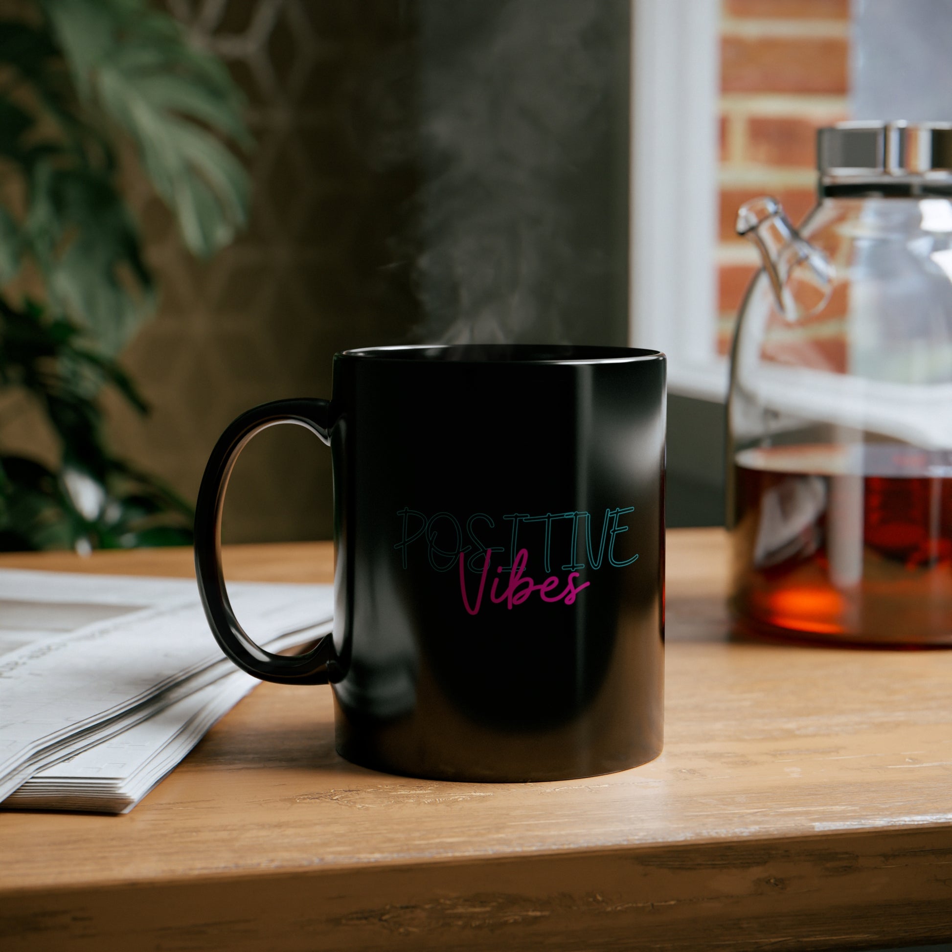 Positive Vibes 11oz Black Mug - The Nerd Brands