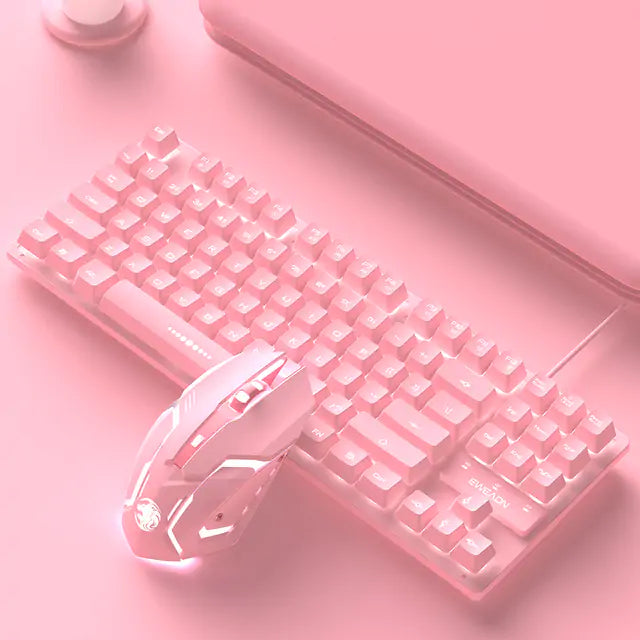 Cute Pink Wired Keyboard and Mouse Set - The Nerd Brands