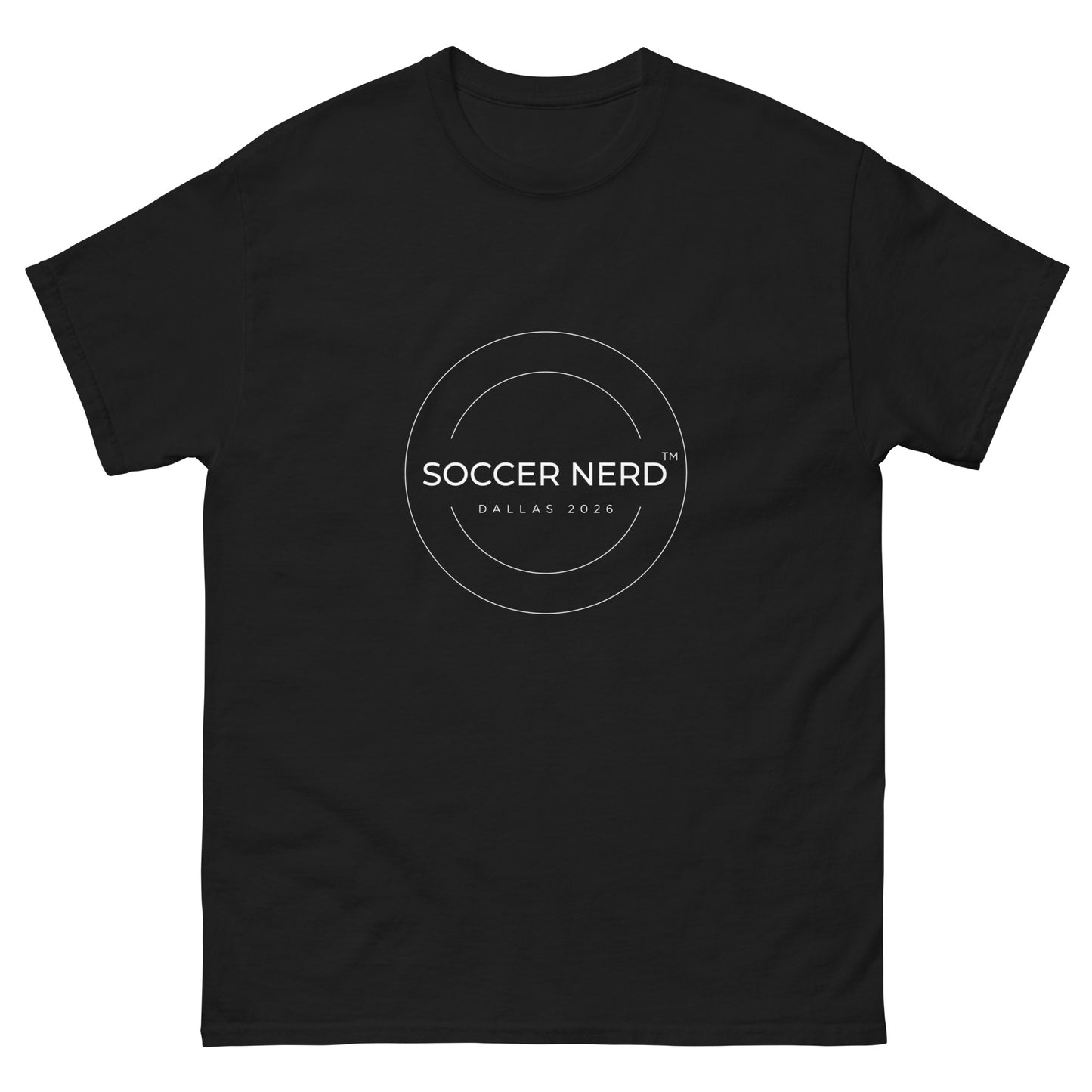 Soccer Nerd Dallas 2026 black t-shirt for soccer fans