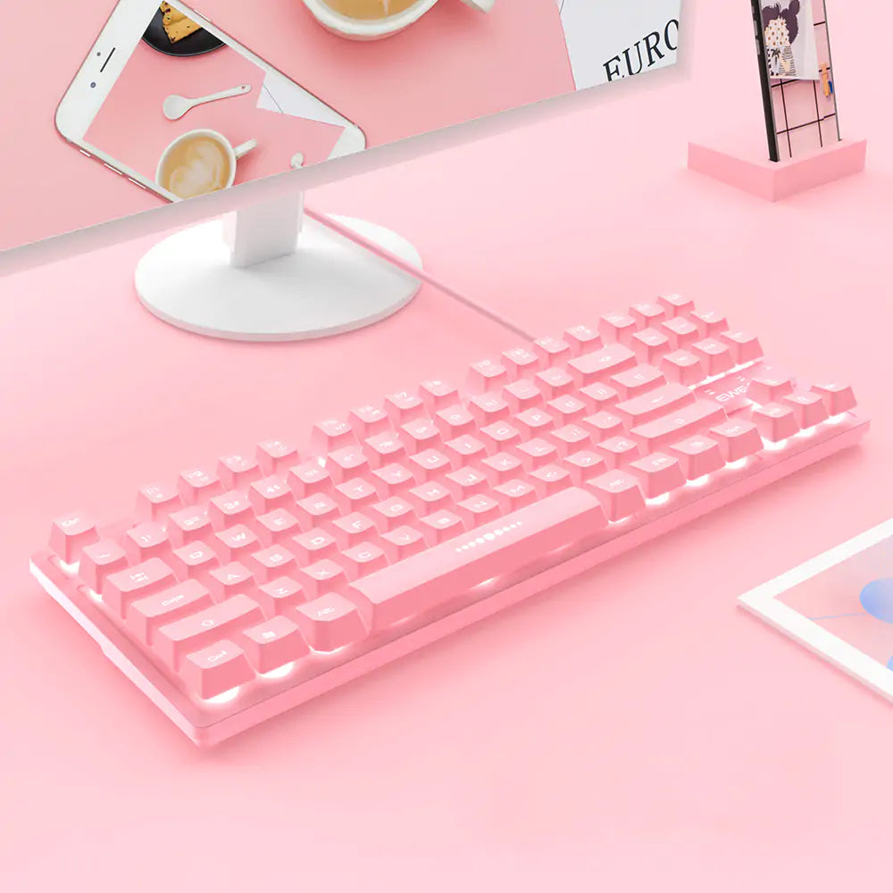 Cute Pink Wired Keyboard and Mouse Set - The Nerd Brands