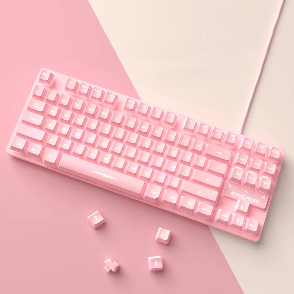 Cute Pink Wired Keyboard and Mouse Set - The Nerd Brands