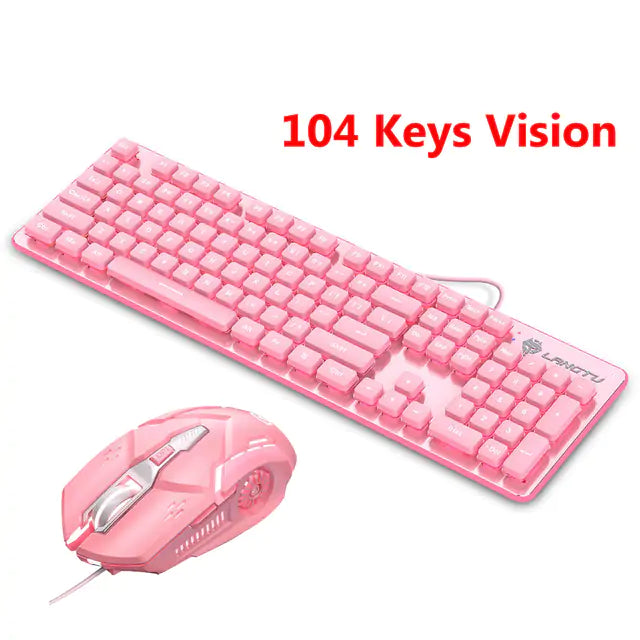 Cute Pink Wired Keyboard and Mouse Set - The Nerd Brands